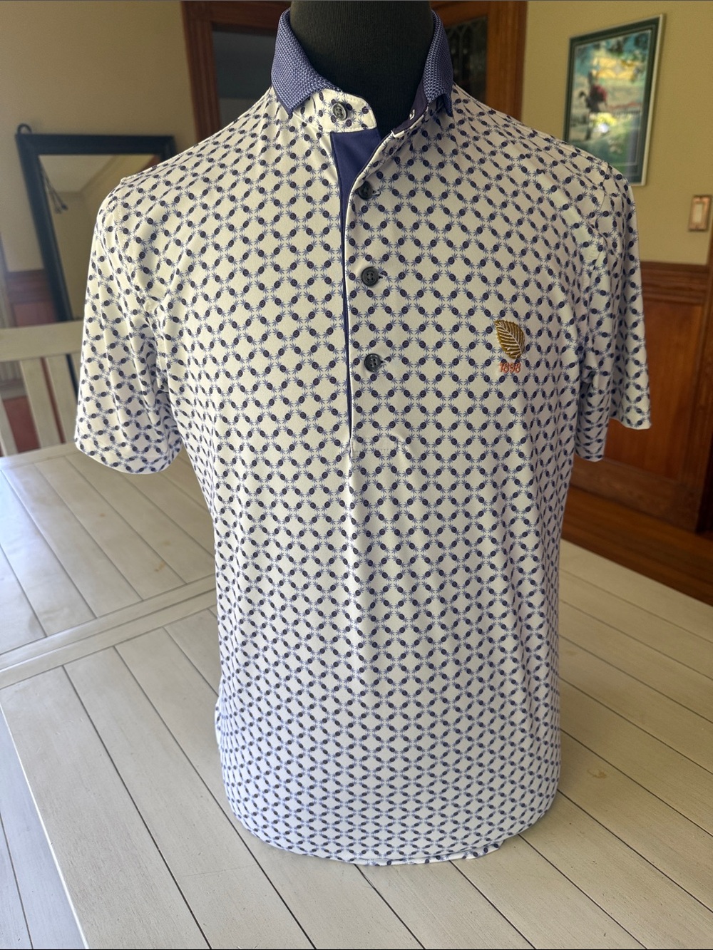 Greyson White & Purple Short-Sleeve Golf Polo